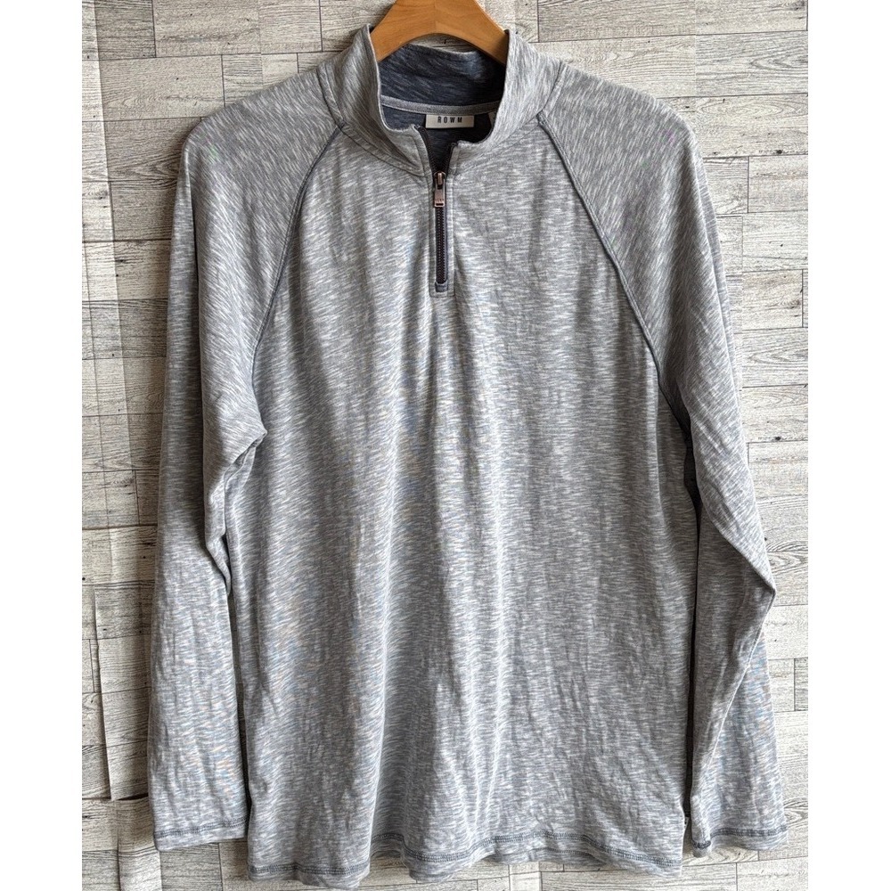 ROWM Sweatshirt Slub Quarter-Zip Cotton Pullover Heather Gray‎ Mens XL